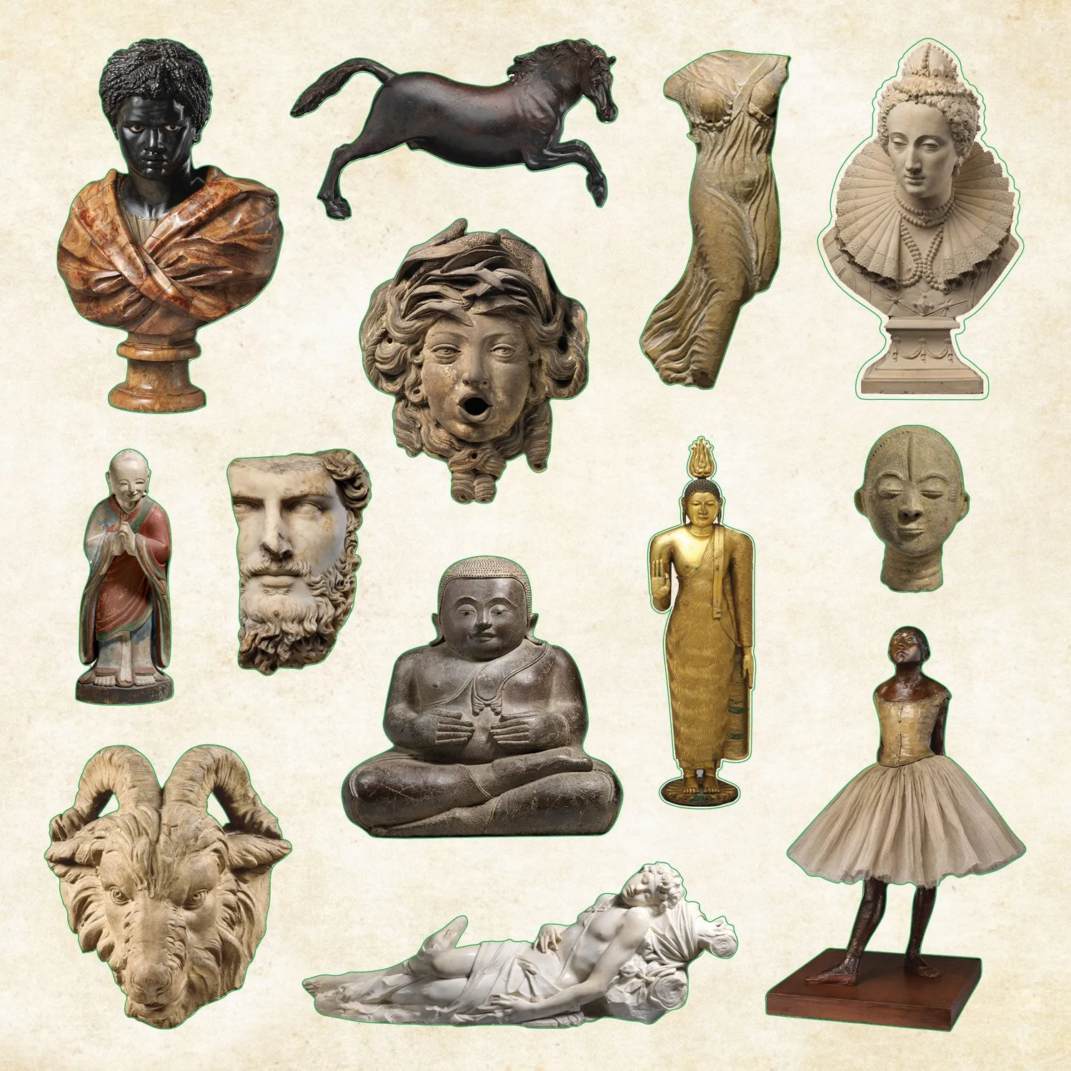 Peter Pauper Press Museum Treasures klistremerkebok 740 stk kunst