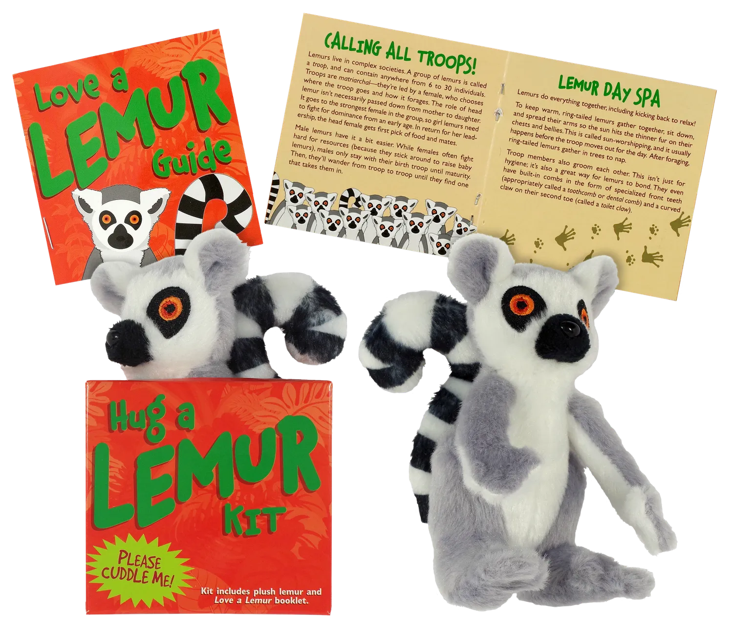 Peter Pauper Press Hug a Lemur plysjsett med bok gaveeske