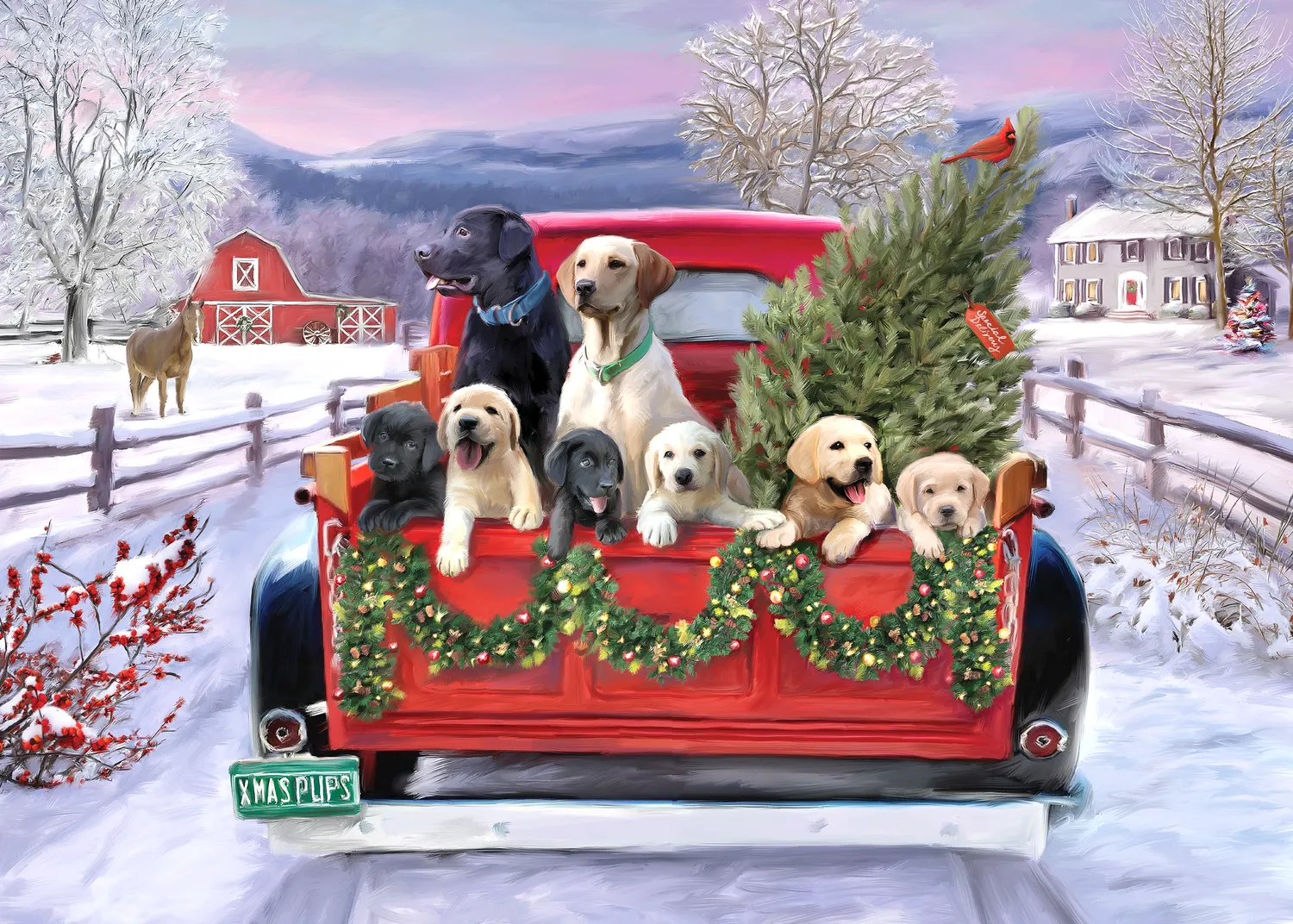 Peter Pauper Press Festive Pups puslespill 1000 brikker