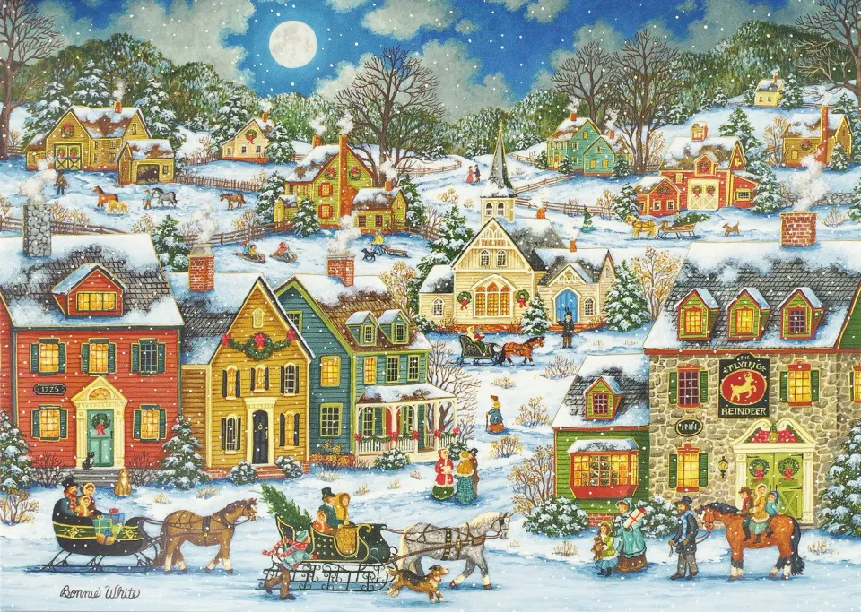 Peter Pauper Press Festive Village julekort 20-pakn landsby