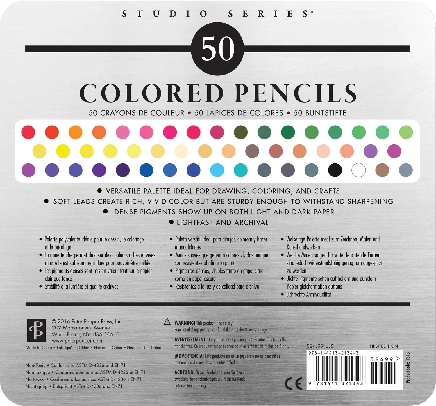 Peter Pauper Press Studio Series fargeblyanter 50 stk metall