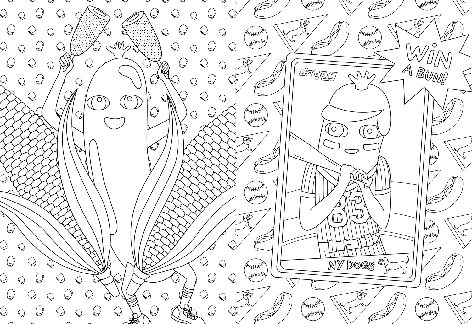 Abrams Hot Dog Coloring Activity Book fargebok pocket humor