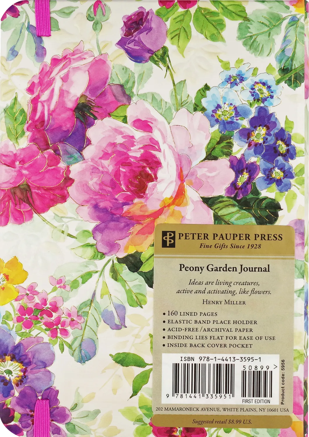 Peter Pauper Press Peony Garden journal linjert liten