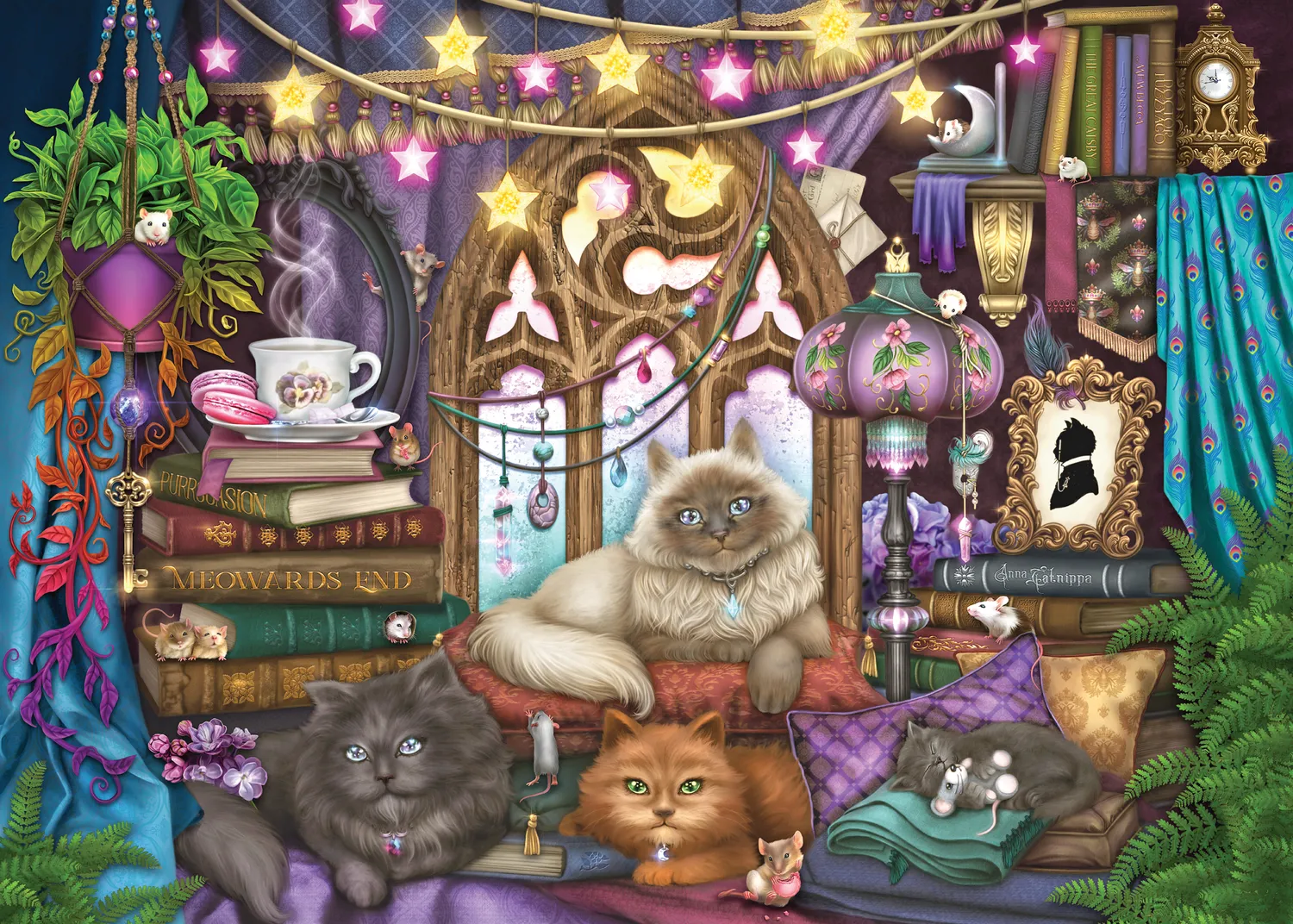 Peter Pauper Press Cats in the Library puslespill 1000 brikker katter