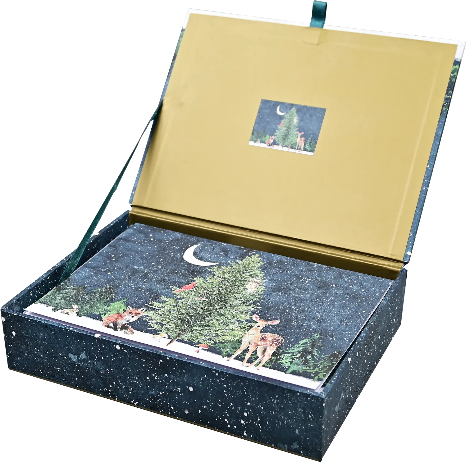 Peter Pauper Press Moonlit Forest Friends Deluxe julekort 20-pk gullfolie