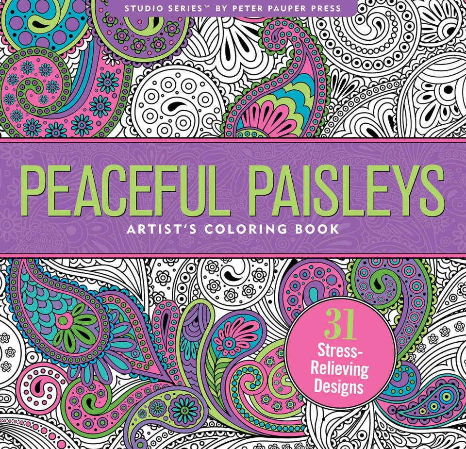 Peter Pauper Press Peaceful Paisleys fargeleggingsbok paisley