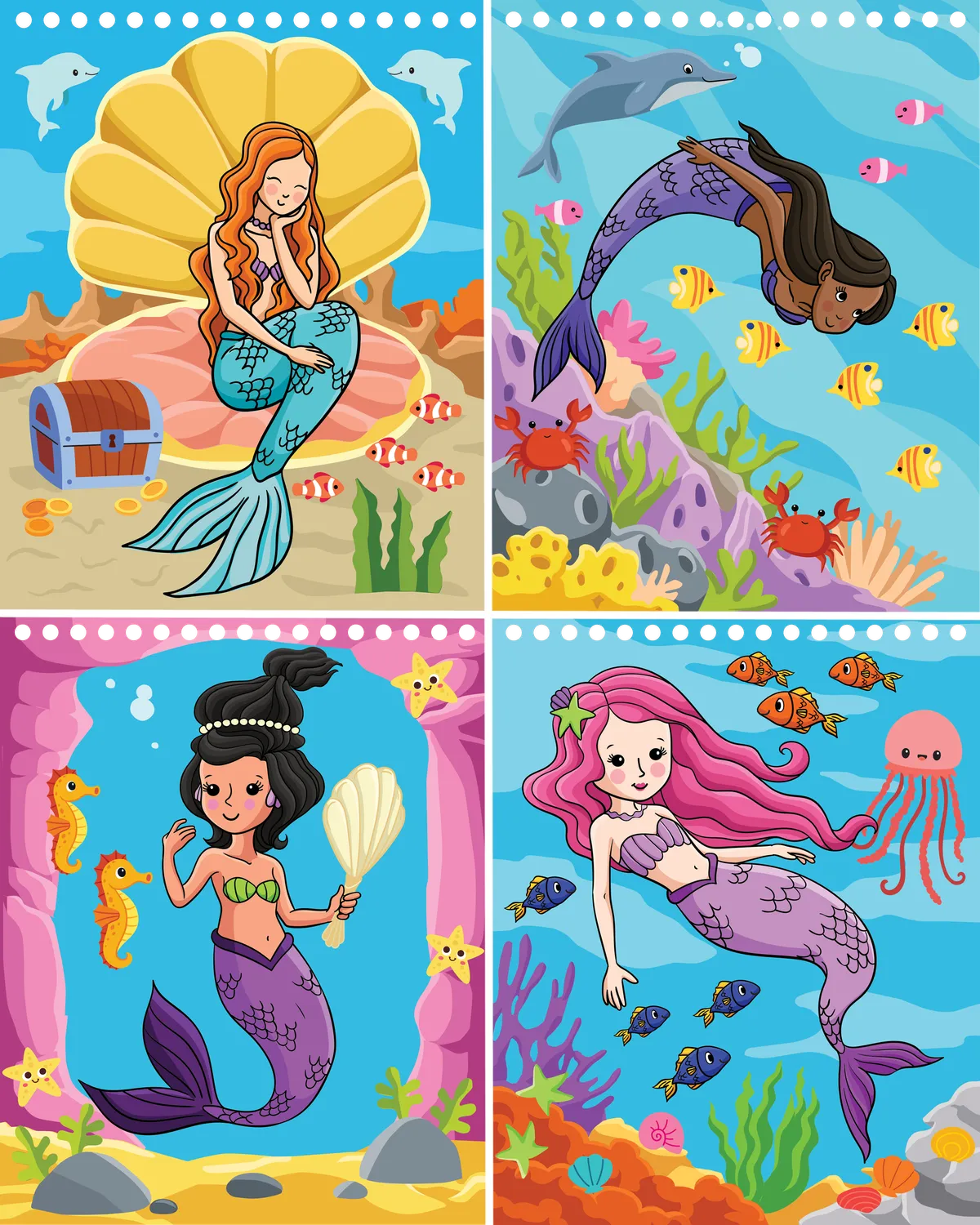 Color with Water Mermaids vannmalebok 4 brett