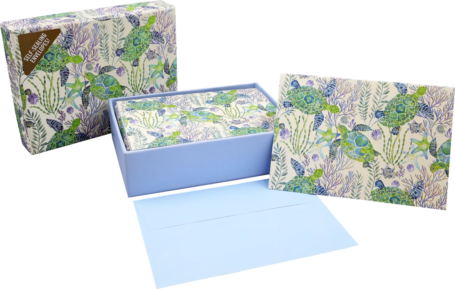 Peter Pauper Press Sea Turtles notekort 14 stk gullfolie