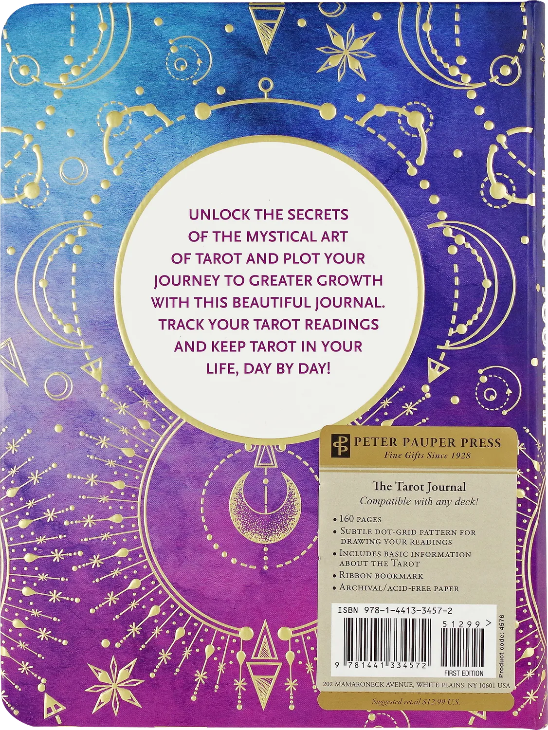 Peter Pauper Press The Tarot Journal journal med gullsnitt