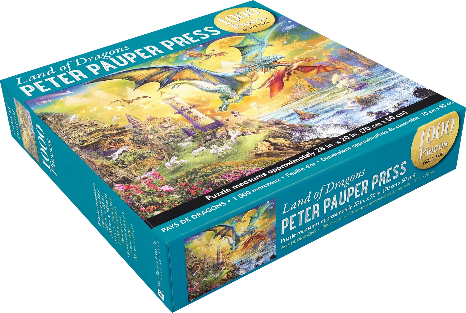 Peter Pauper Press Land of Dragons puslespill 1000 gullfolie