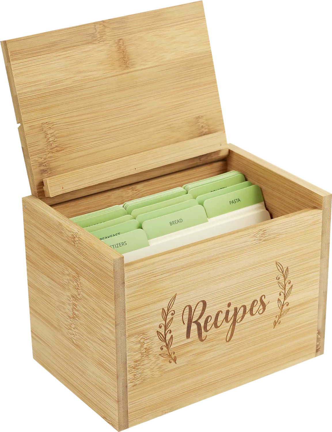 Peter Pauper Press Bamboo oppskriftsboks bambus med kort