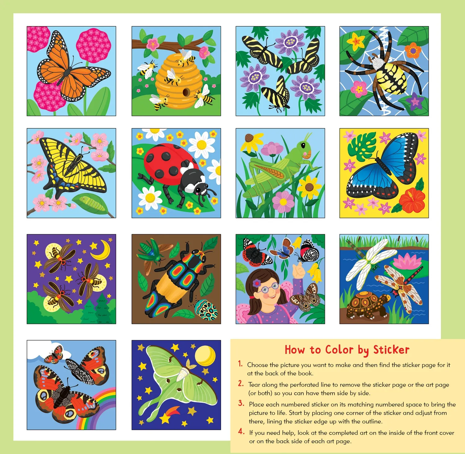 Peter Pauper Press Butterflies & Bugs klistremerkebok barn