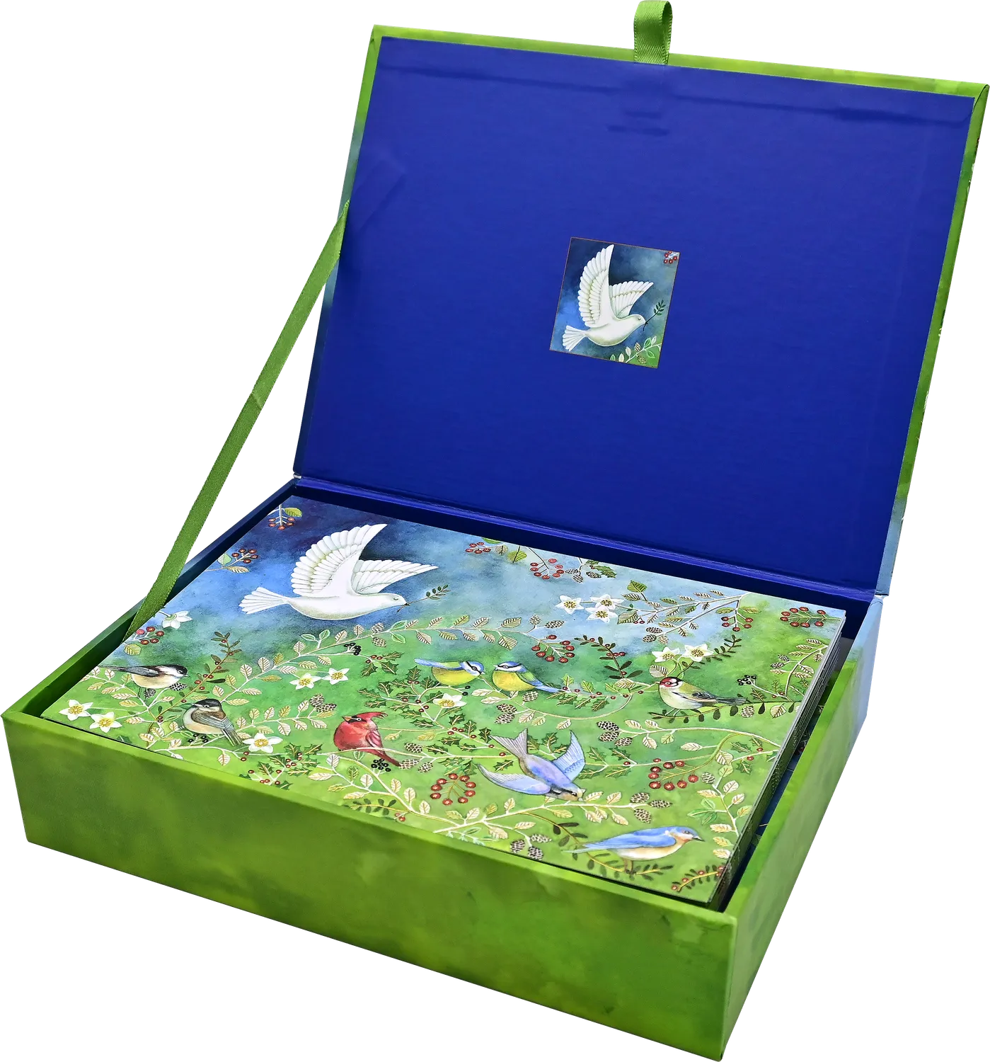 Peter Pauper Press Birds & Holly julekort 20 stk gullfolie