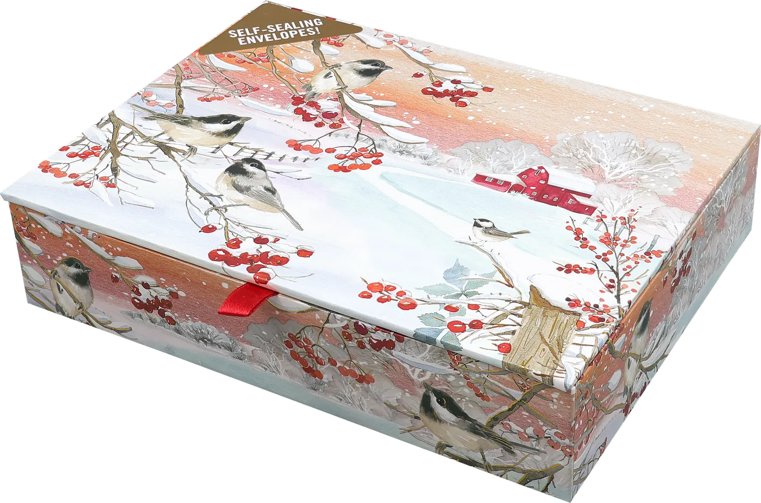 Peter Pauper Press Snowy Songbirds julekort 20-pk med gullfolie