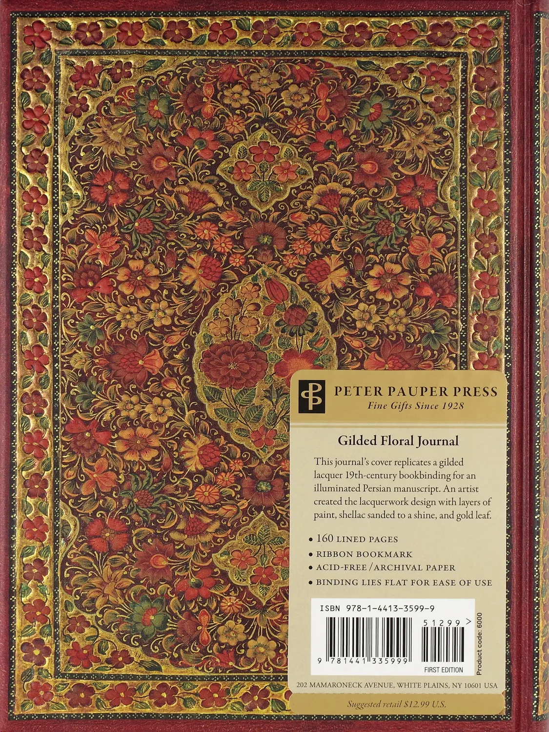 Peter Pauper Press Gilded Floral notatbok linjert gullsnitt