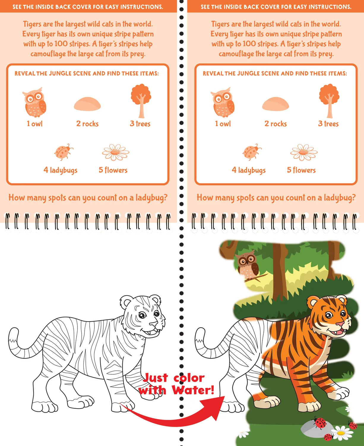 Color With Water Wild Animals malebok med vannpenn 4 tavler