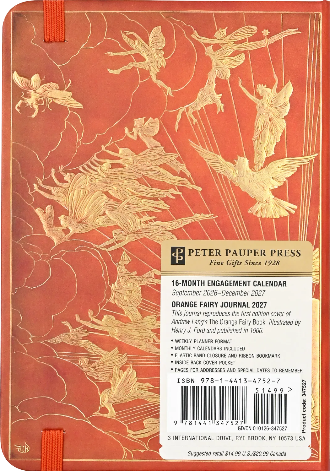 Peter Pauper Press Orange Fairy ukeplanlegger 2027 kompakt