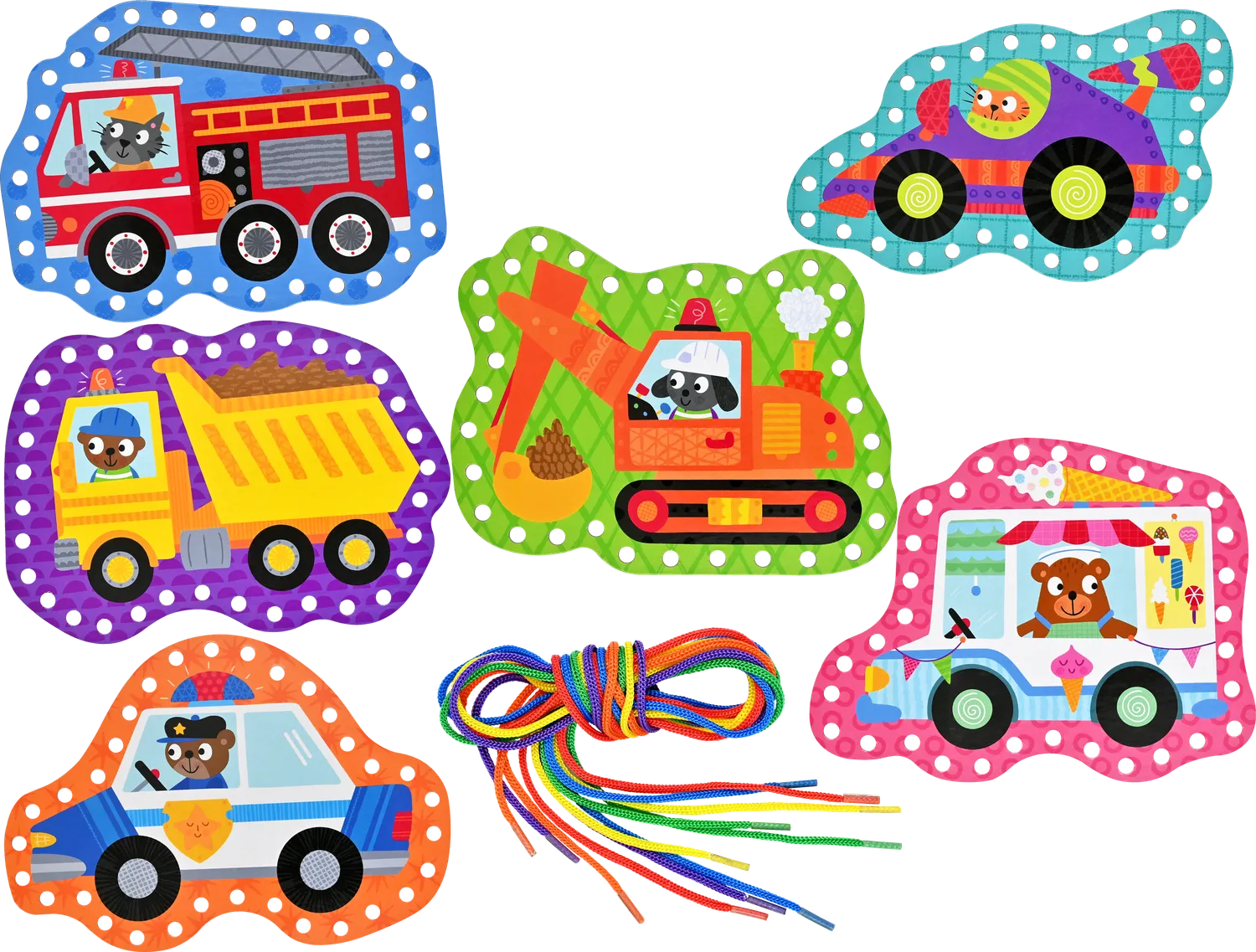 Peter Pauper Press Cars Trucks Lacing Cards tresnor 6-pak