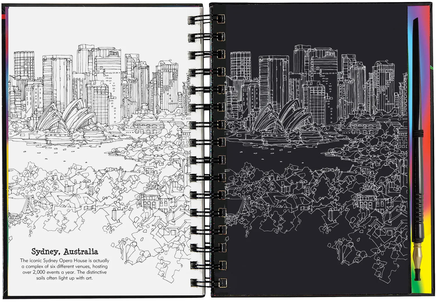 Peter Pauper Press Extreme Cities Scratch and Sketch skrapebok 20 byer