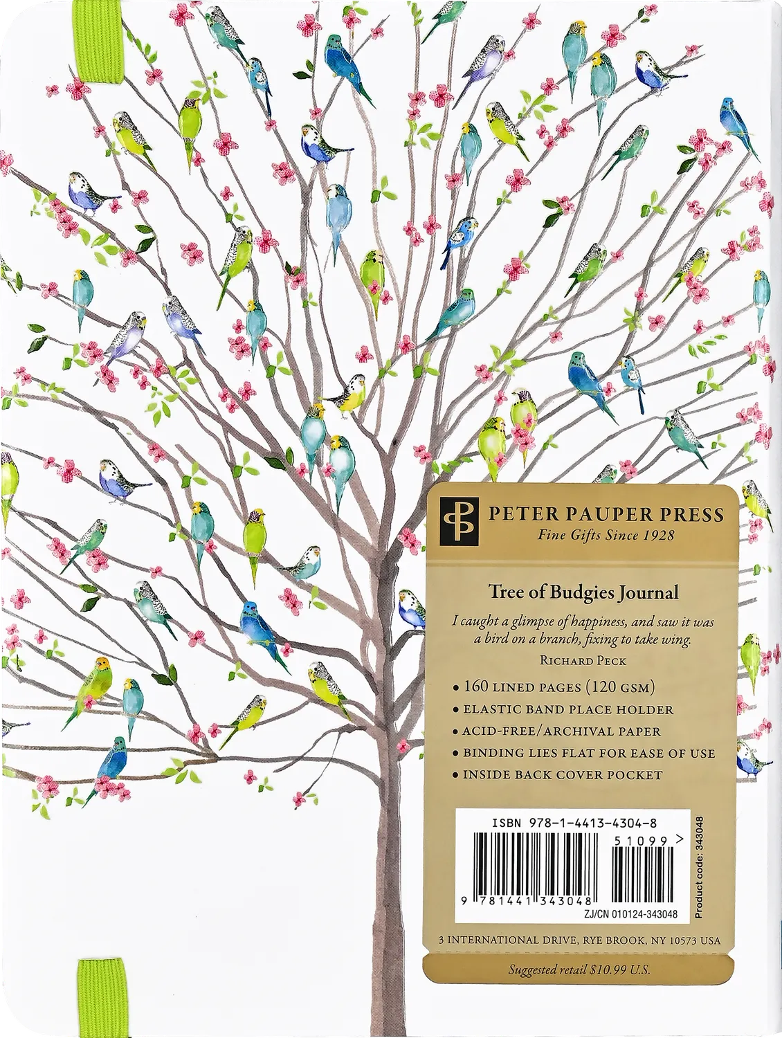 Peter Pauper Press Tree of Budgies notatbok 160 sider