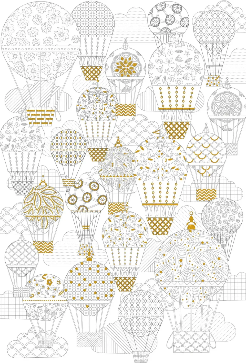 Peter Pauper Press Hot Air Balloons fargeleggingsplakat gullfolie