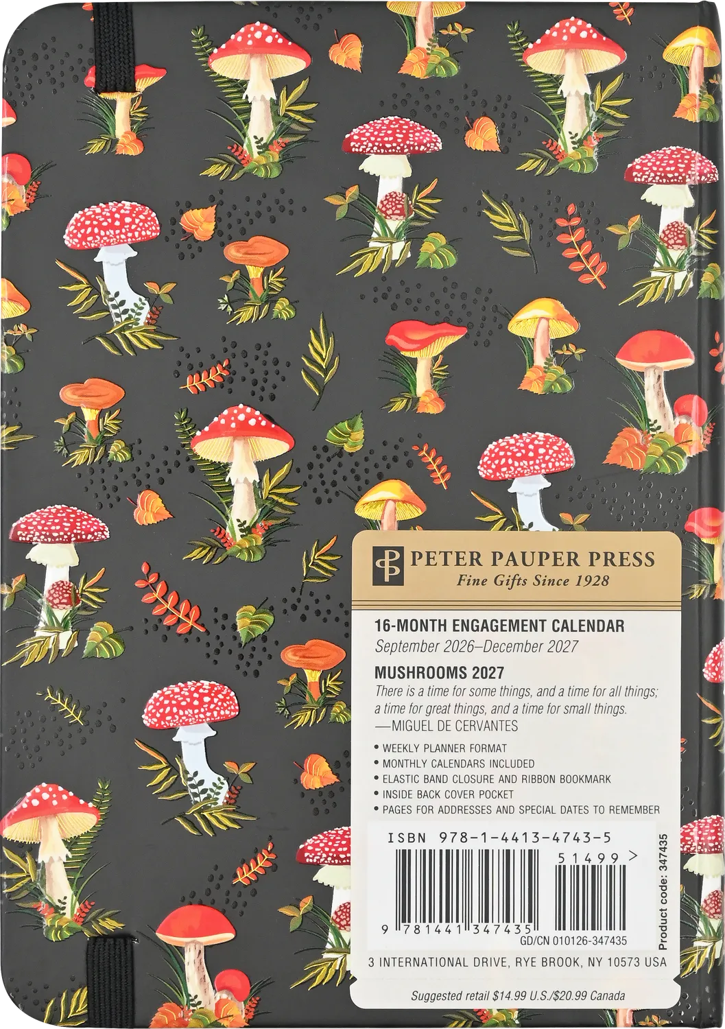 Peter Pauper Press 2027 Mushrooms Weekly Planner ukeplanlegger
