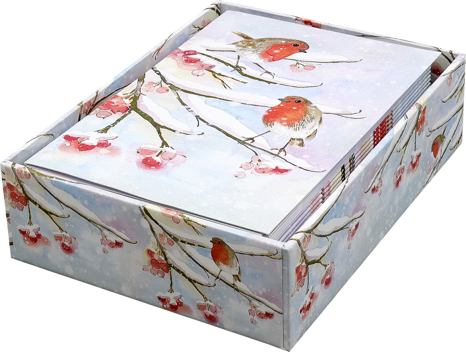 Peter Pauper Press English Robins in Snow julekort 20-pk liten