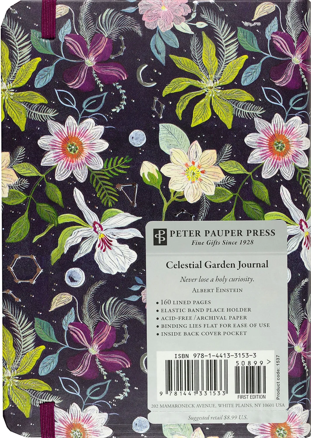 Peter Pauper Press Celestial Garden journal blomster sølvfolie
