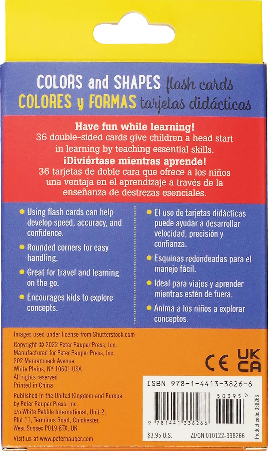 Peter Pauper Press Colors Shapes læringskort 36 kort tospråklig