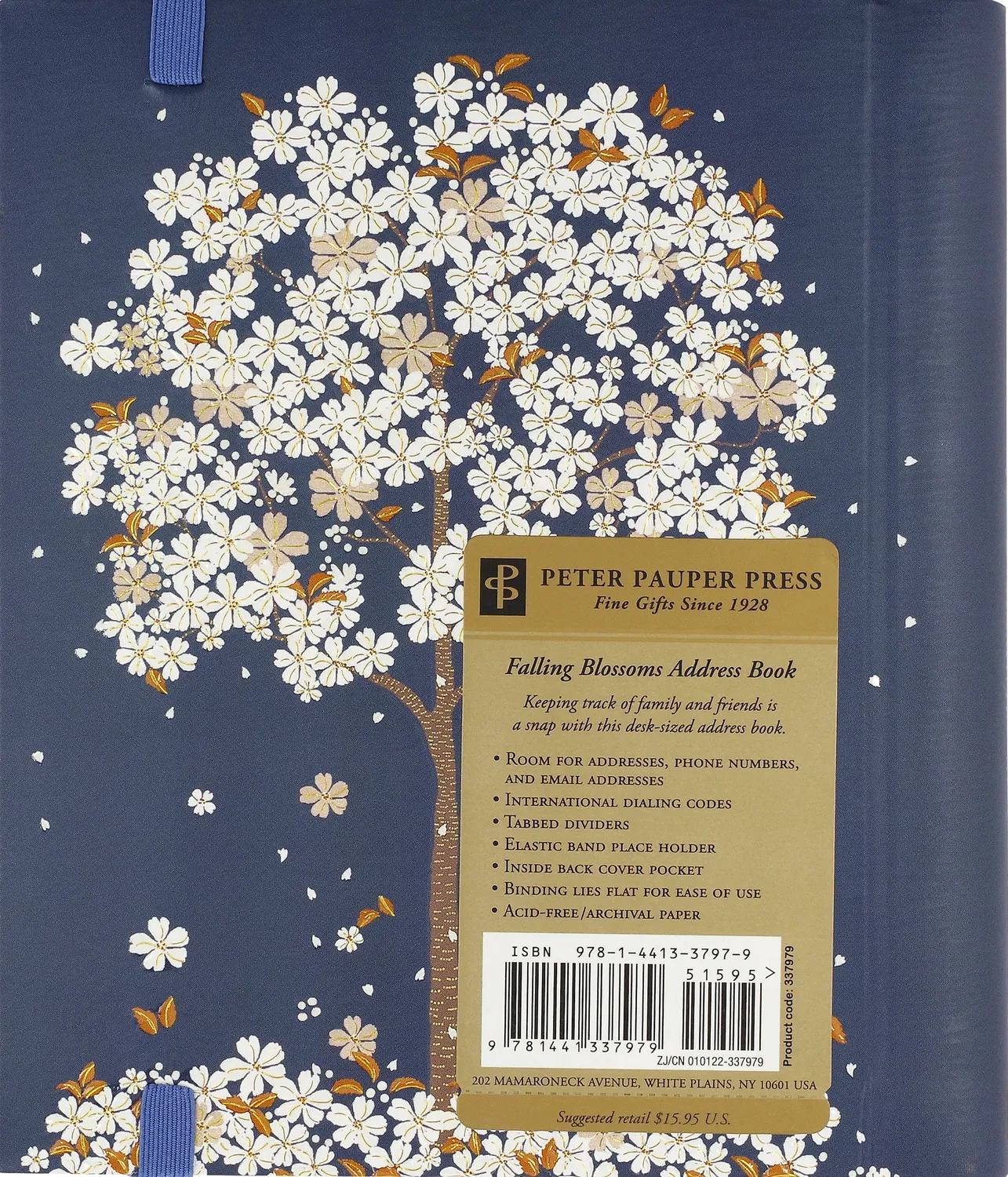 Peter Pauper Press Falling Blossoms adressebok stor blå
