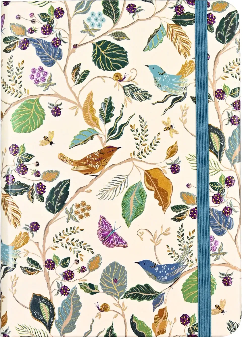 Peter Pauper Press Birds and Berries notatbok gullkant