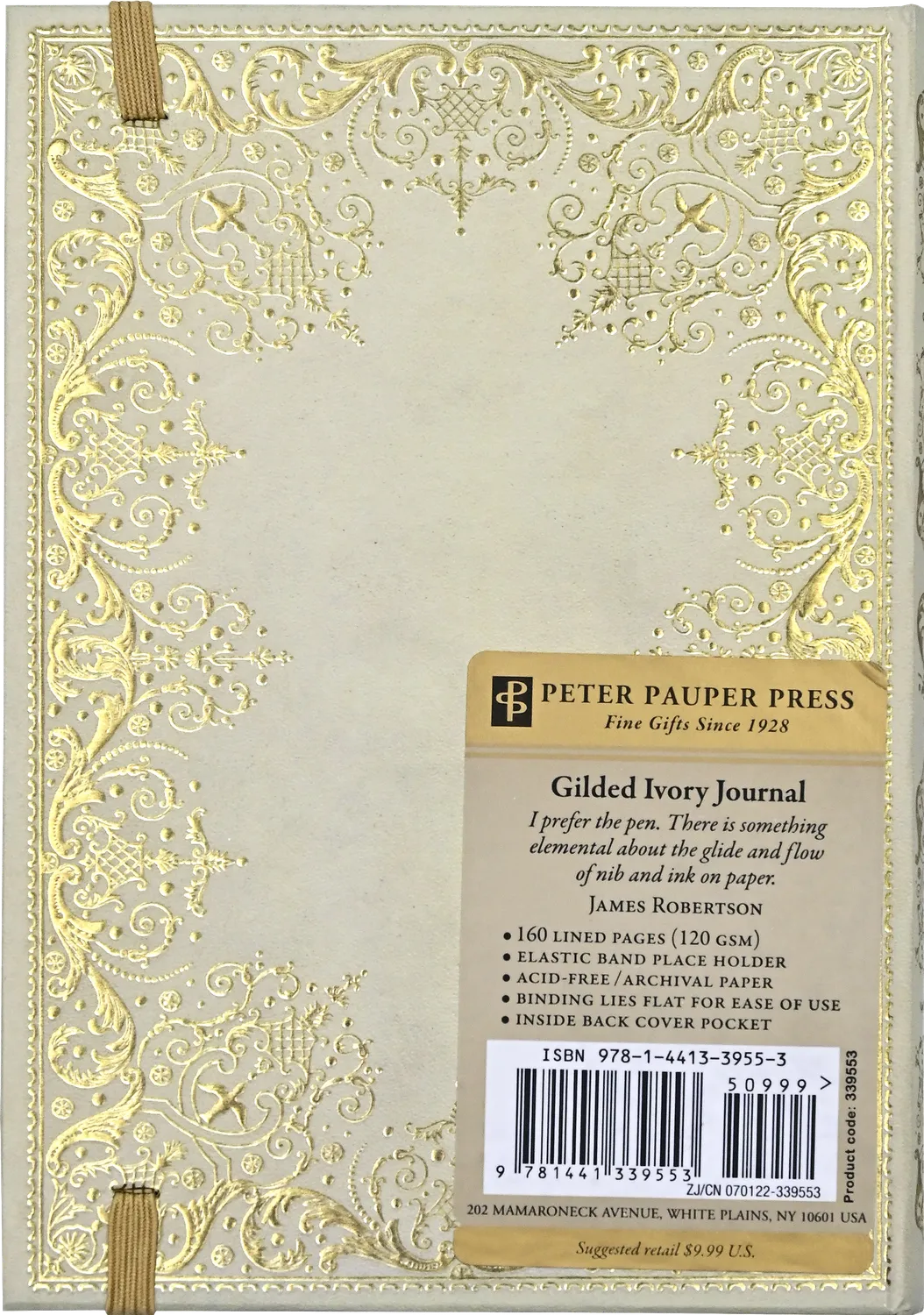 Peter Pauper Press Gilded Ivory notatbok linjert gullsnitt