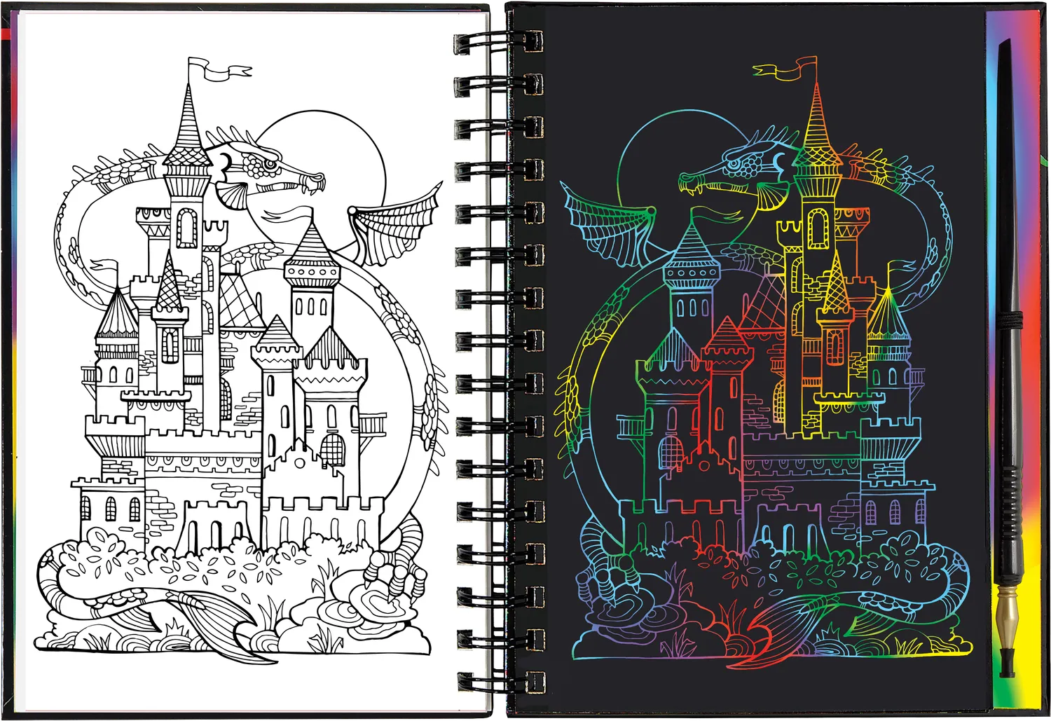 Scratch and Sketch Extreme Dragons skrapebok med penn