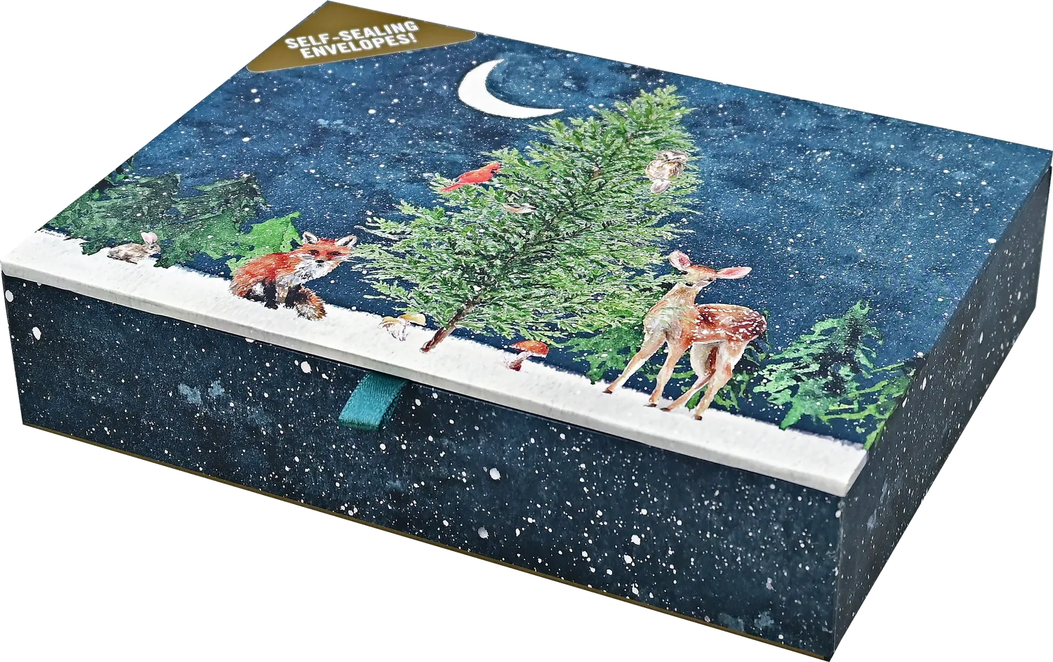 Peter Pauper Press Moonlit Forest Friends Deluxe julekort 20-pk gullfolie