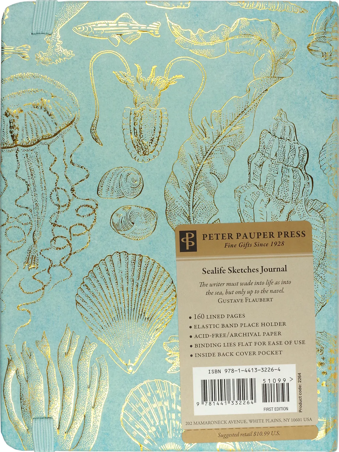 Peter Pauper Press Sealife Sketches notatbok linjert 160 sider