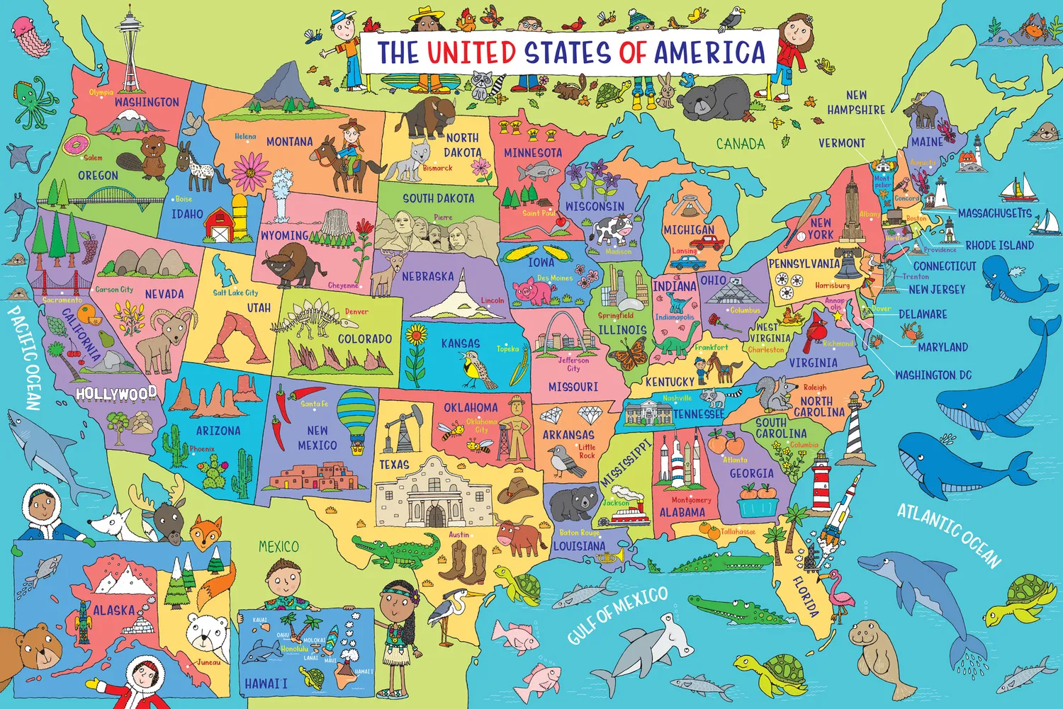 Peter Pauper Press USA Map gulvpuslespill 48 brikker barn