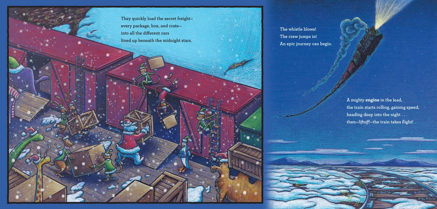 Abrams Steam Train Dream Train Christmas barnebok innbundet