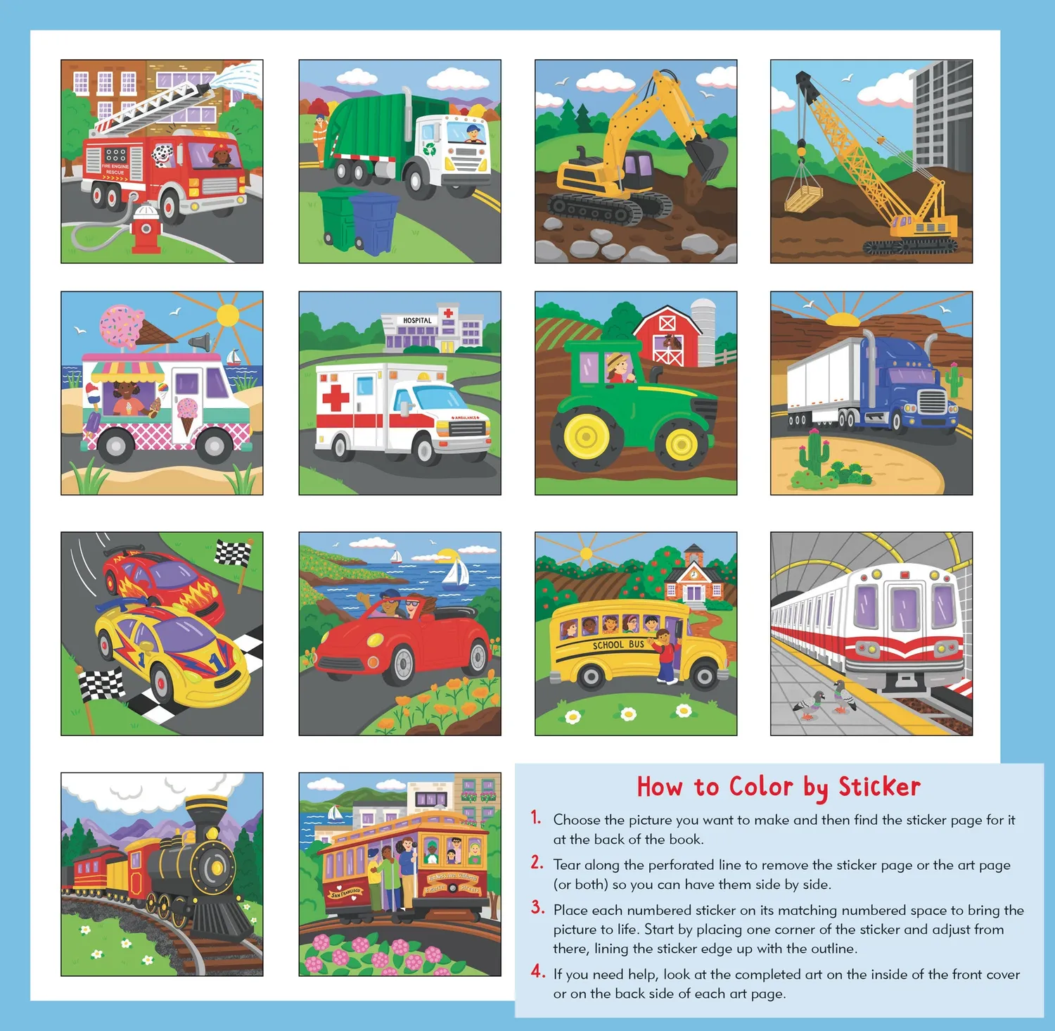 Peter Pauper Press My First Cars Trucks Trains klistremerkebok 14 bilder