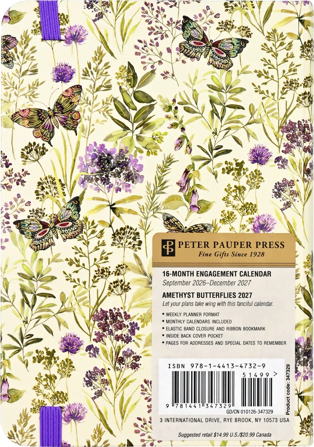 Peter Pauper Press Amethyst Butterflies ukeplanlegger 2027