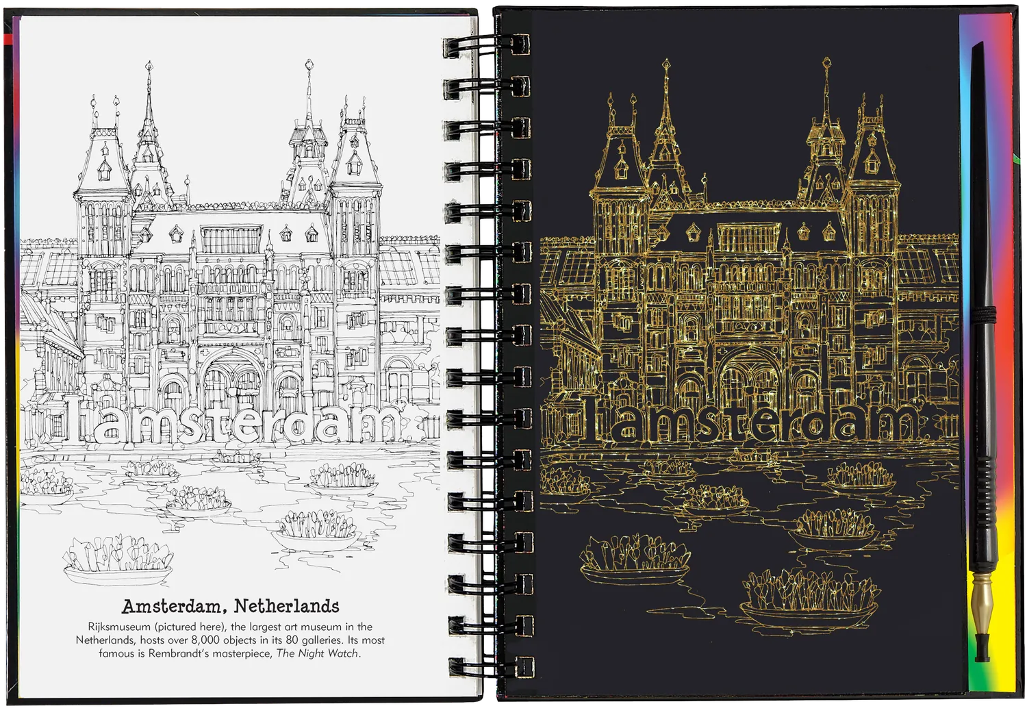 Peter Pauper Press Extreme Cities Scratch and Sketch skrapebok 20 byer