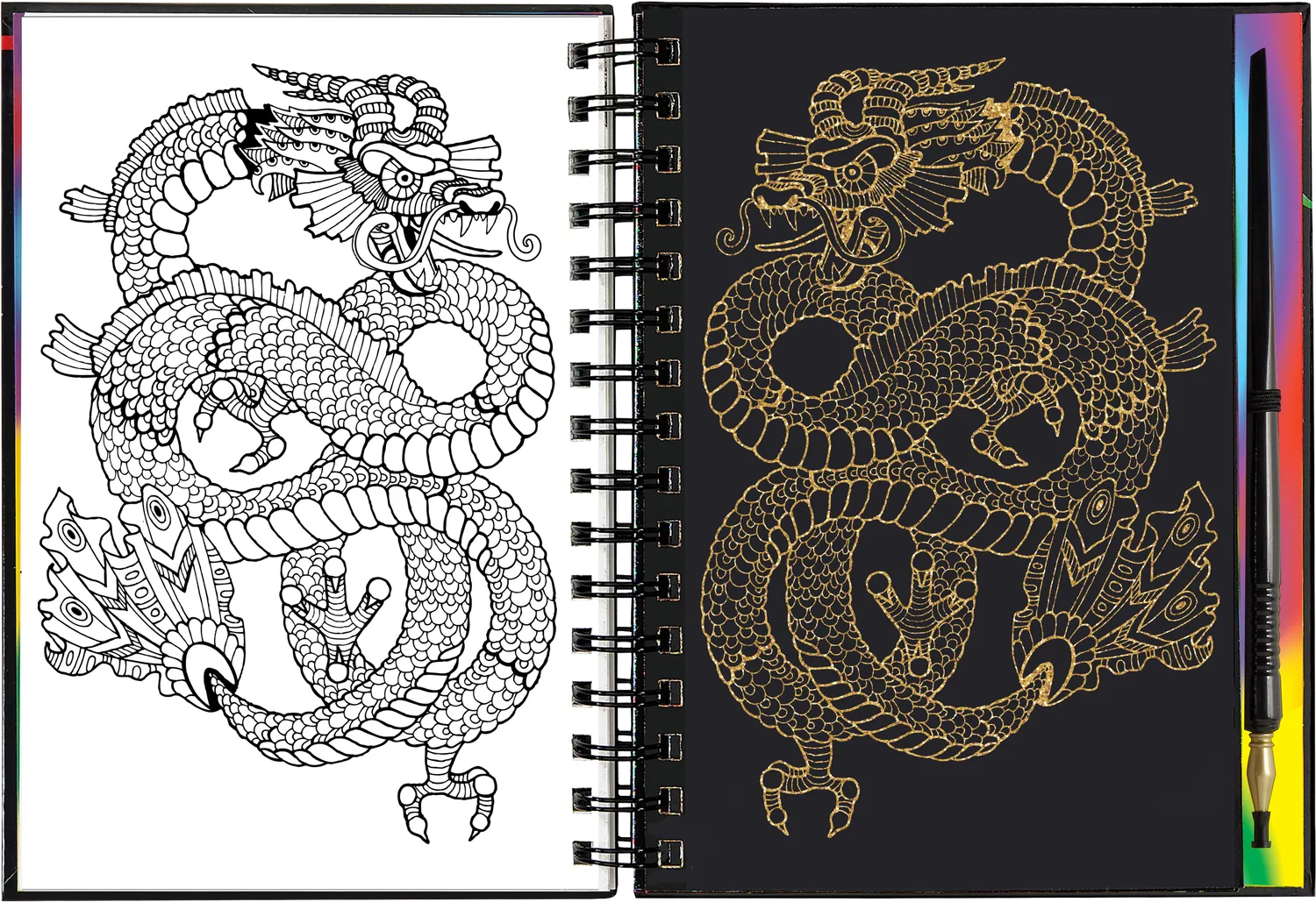 Scratch and Sketch Extreme Dragons skrapebok med penn