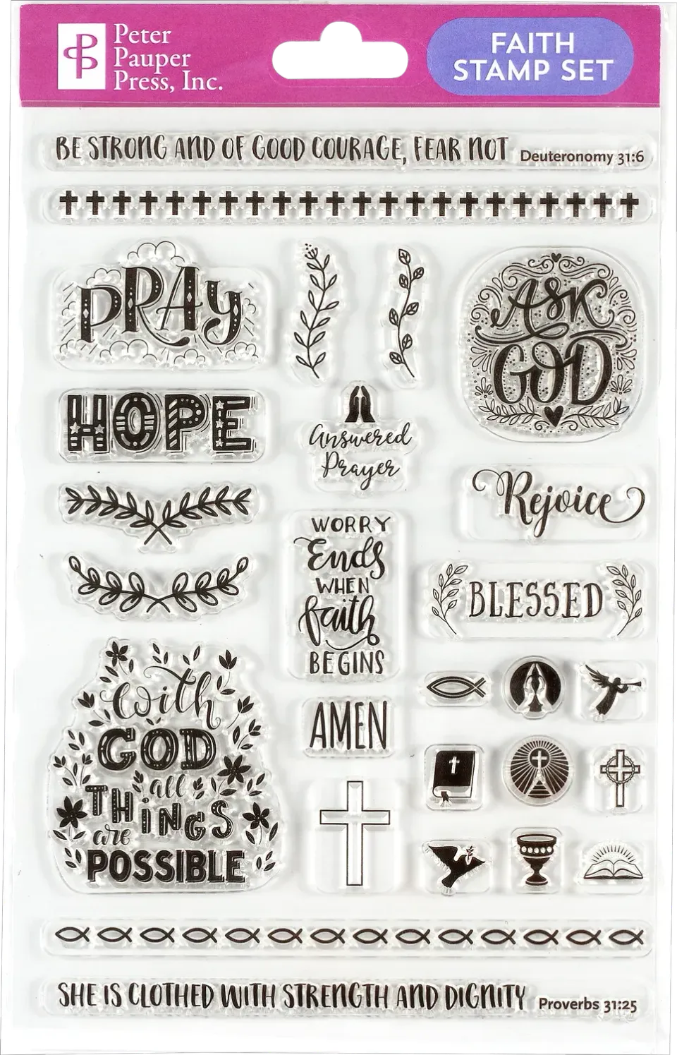 Peter Pauper Press Faith stempelsett silikon 27 stempler