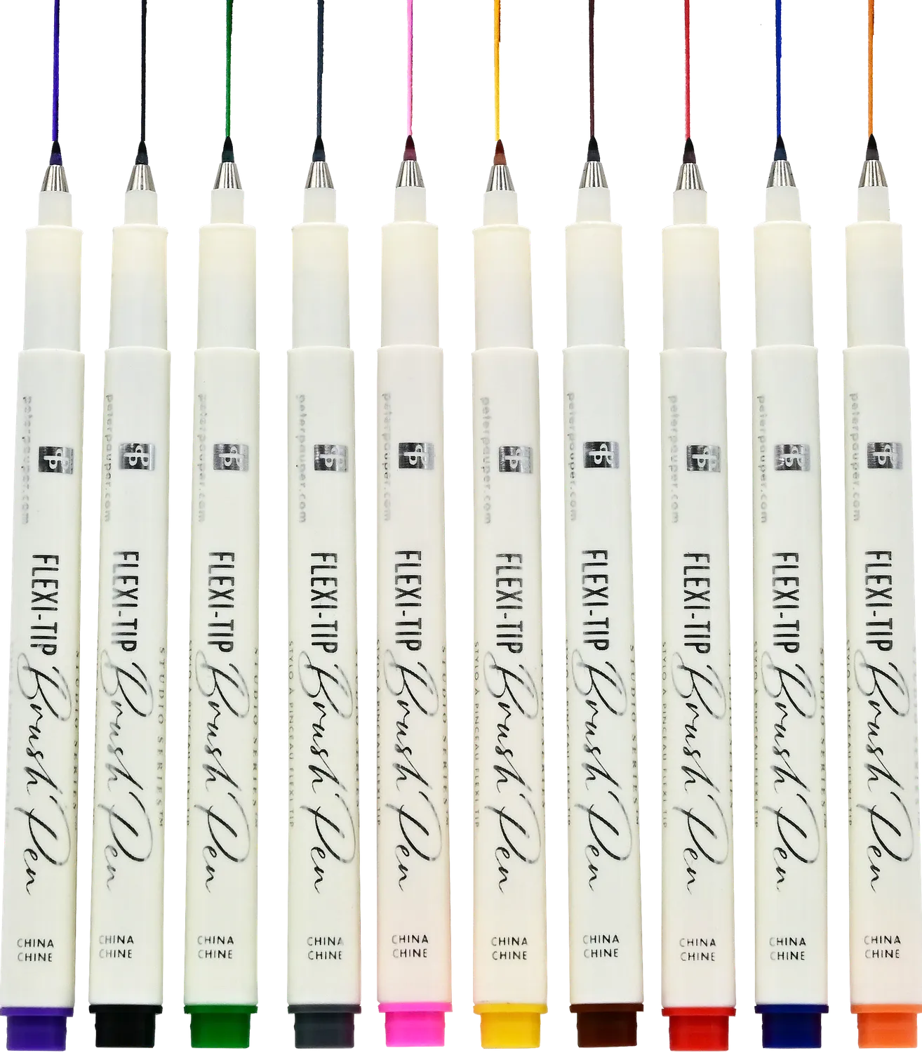 Peter Pauper Press Flexi-Tip brush pen 10 stk fargede