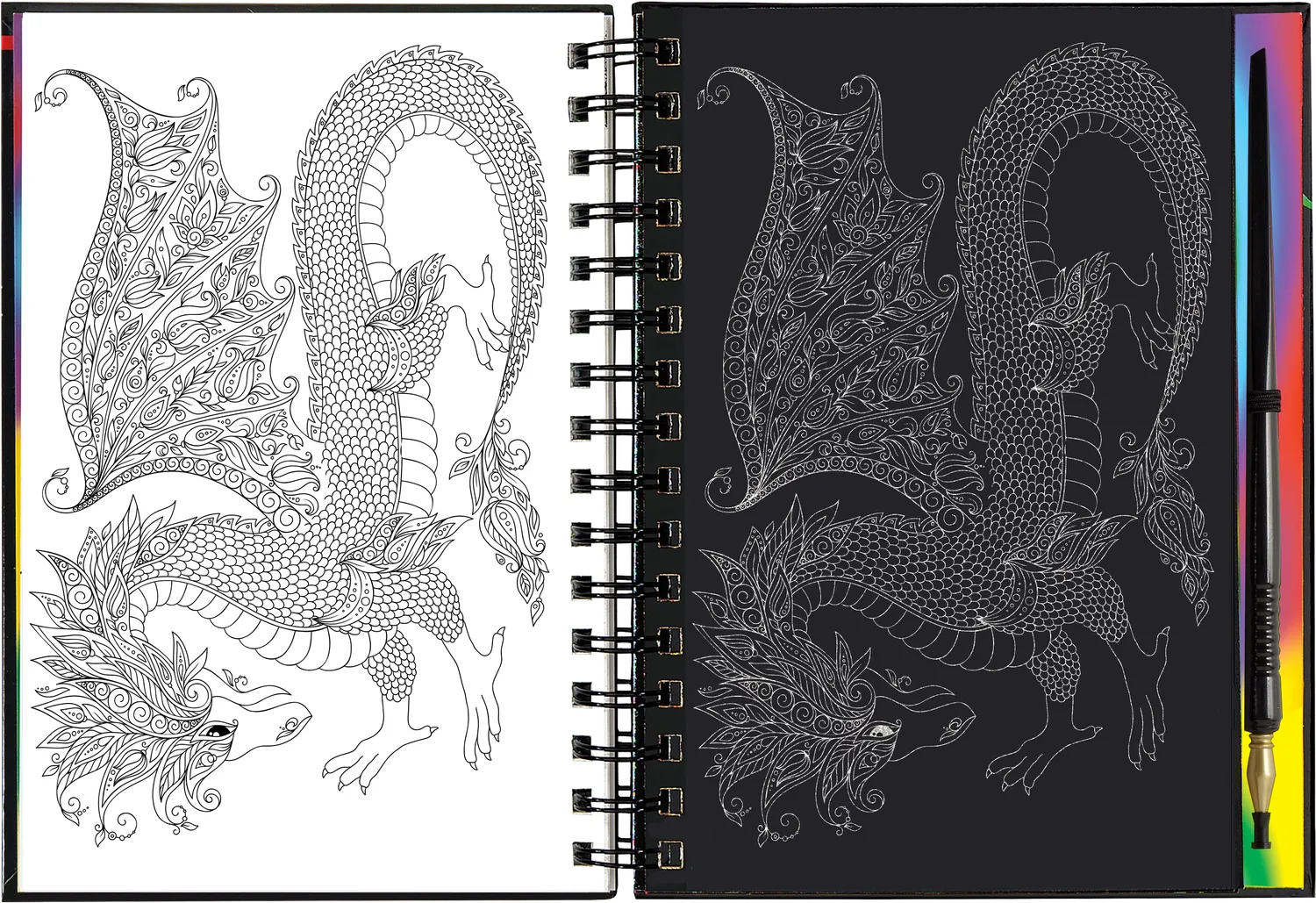 Scratch and Sketch Extreme Dragons skrapebok med penn