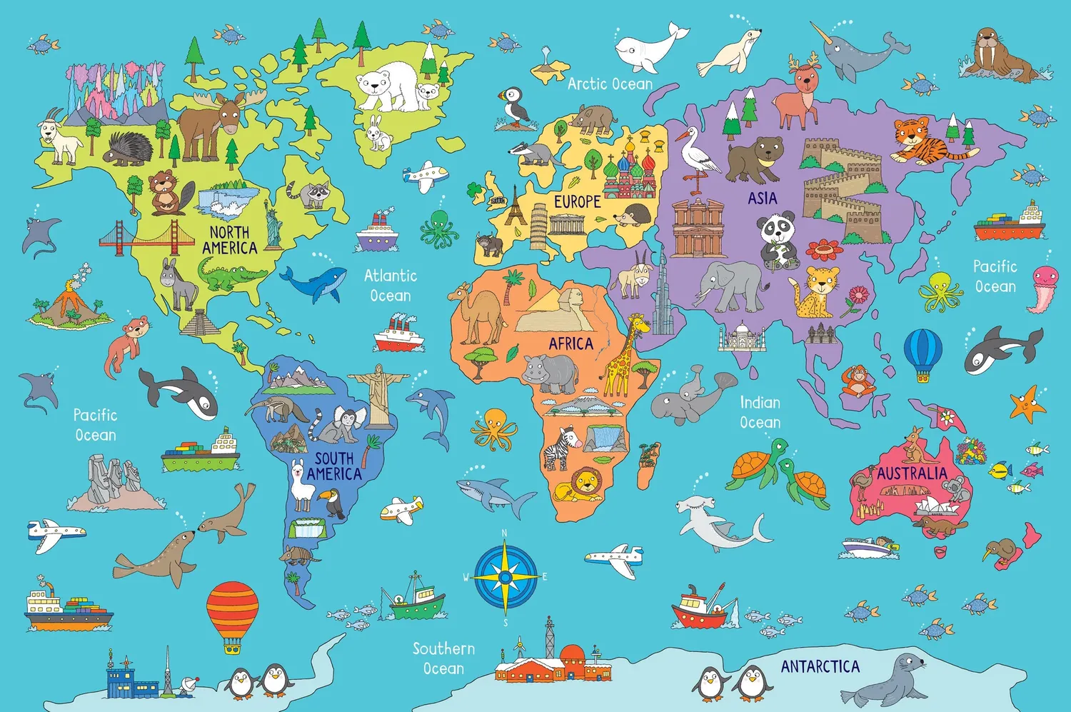 Peter Pauper Press World Map gulvpuslespill 48 brikker