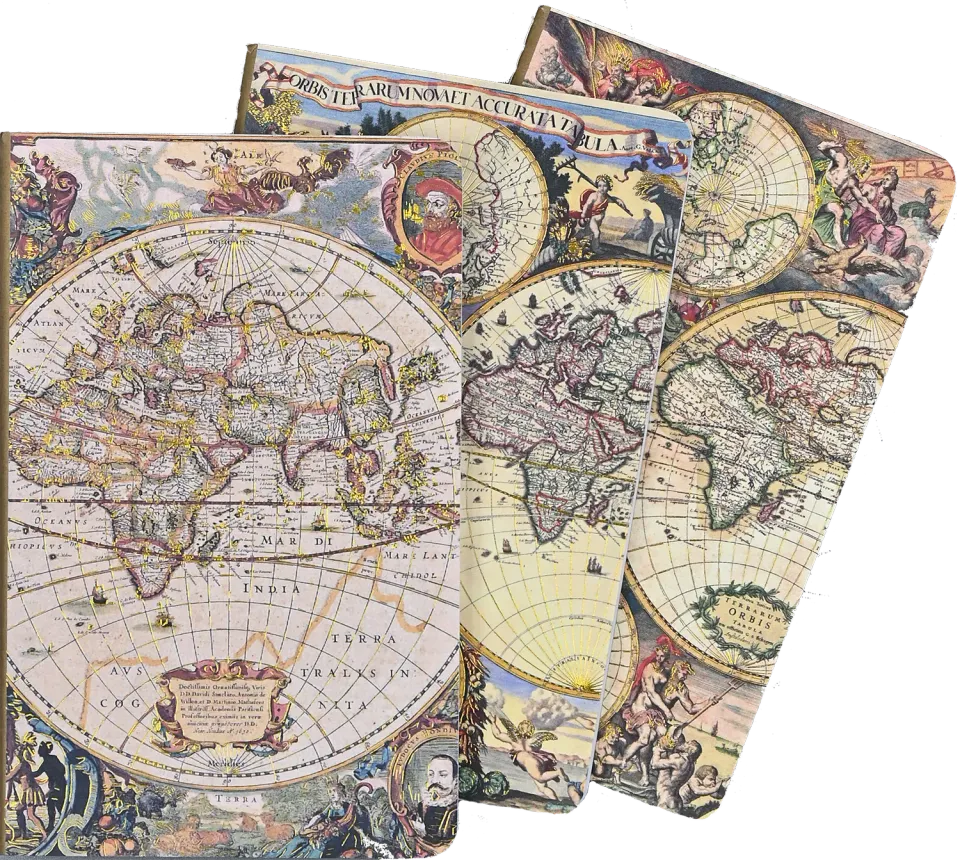 Peter Pauper Press Jotter Old World mini-notatbøker 3-pakning kart