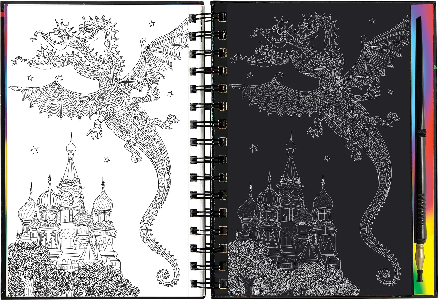 Scratch and Sketch Extreme Dragons skrapebok med penn