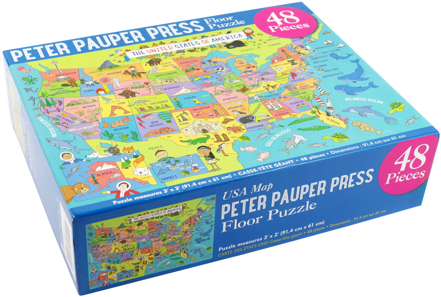 Peter Pauper Press USA Map gulvpuslespill 48 brikker barn