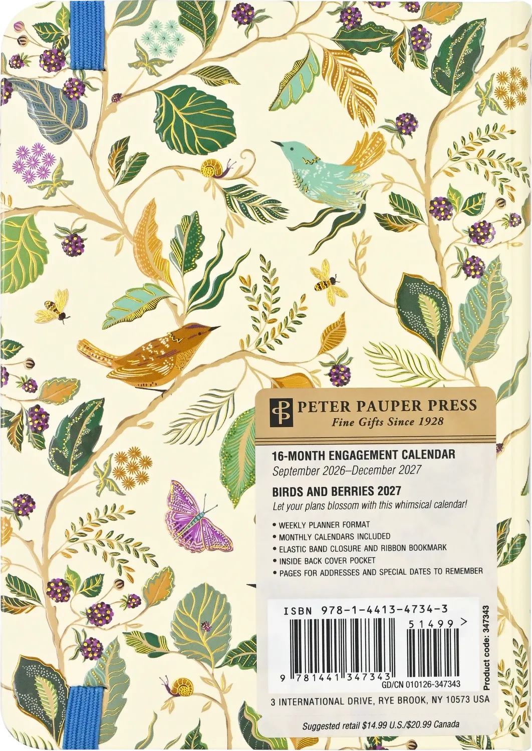 Peter Pauper Press Birds & Berries 2027 ukeplanlegger innbundet