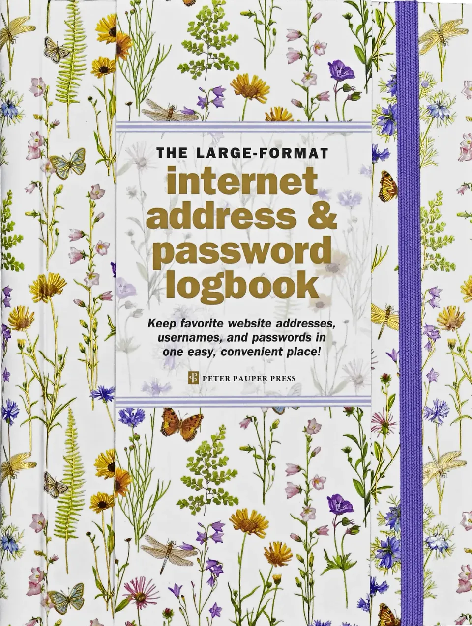 Peter Pauper Press Wildflower Garden passordbok stor internett loggbok